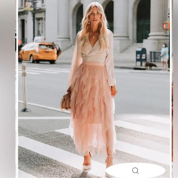 Strut Bolt Skirts Nwt Allegro Ruffle Tulle Midi Skirt Mauve